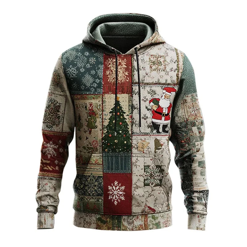 Men's Christmas Hoodies Full Print Vintage Christian Faith Pullover Hoodies Casual Xmas Santa Cross Faith Sweatshirt Tracksuit