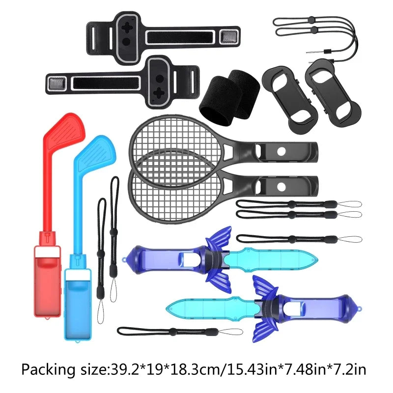 Sports New 12-in-1 Game Somatosensory Sports Accessories Set Tennis Racket Golf Club Sword Leg Wrist Strap Band