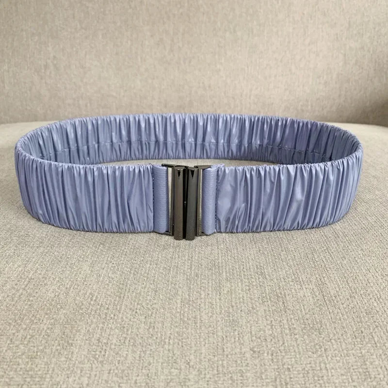 Colorful Women Elastic Band Wide Belts Simple Down Coat Waist Belt Female Buckle Black Strap Dress Decoration Accessories