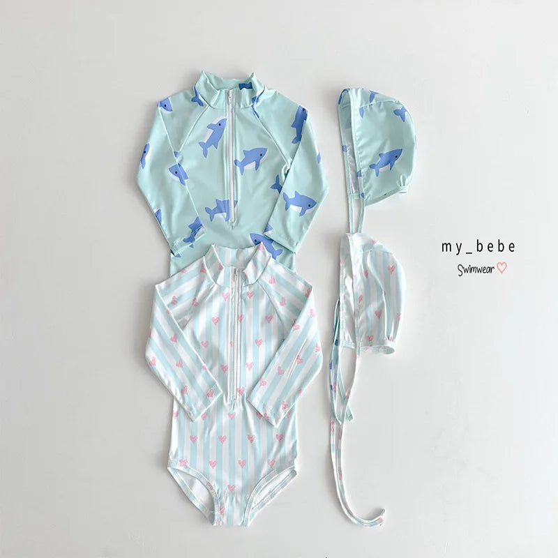 Children's Swimsuit Boys and Girl Long Sleeved Quick Drying Girls' Cute Swimsuit Princess Kids Rompers