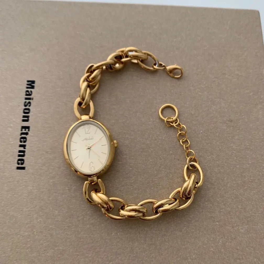 New weaved bracelet watch ladies' small gold watch stunning  popular vintage women's chain watch fashion personalized