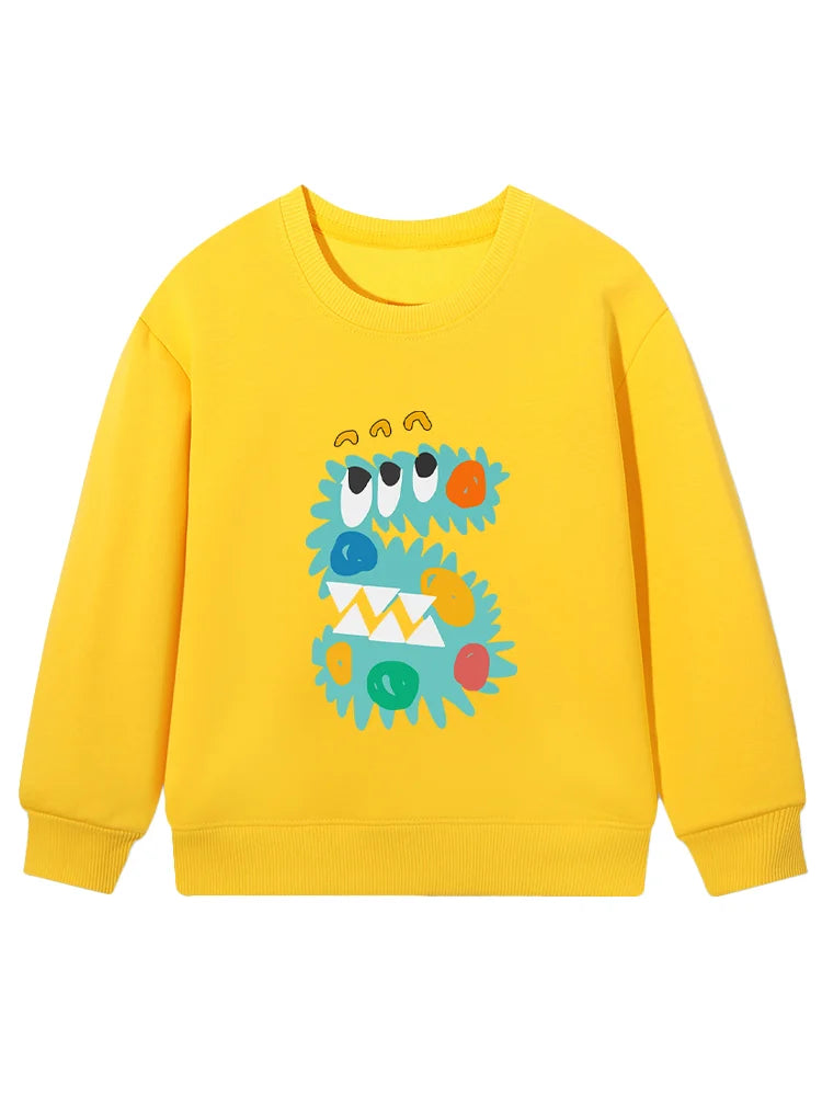 cute Boys sweatshirt Children winter clothing 2026 New cotton fun print long sleeves Kids pullover Cartoon letter Hoodie sweater