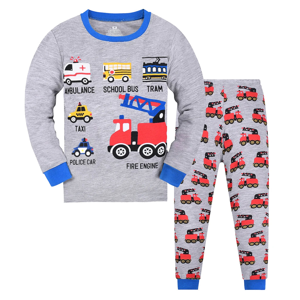 Boys Long Pajamas Set Toddler Sleepwear Little Kids Car Theme Comfortable Nightwear for Boys