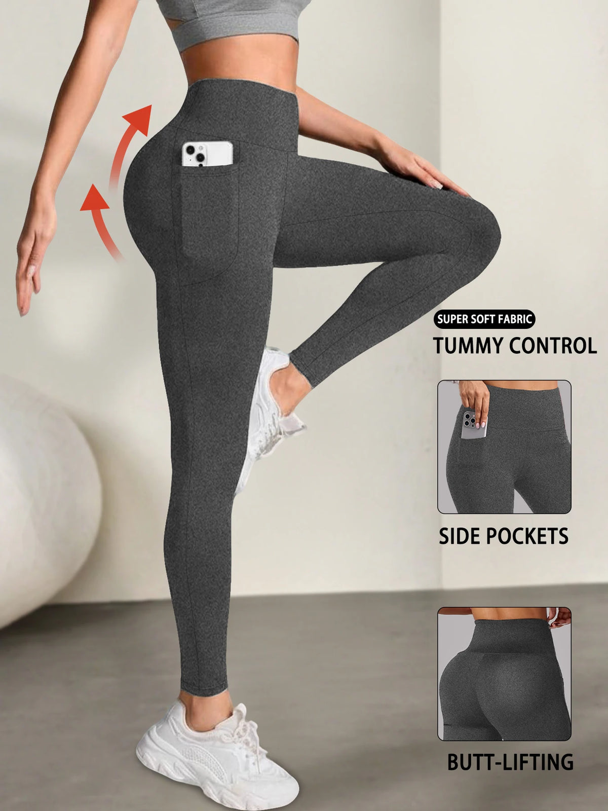 Women's Super Soft Leggings with Pockets, High Waisted Tummy Control for Yoga Workout and Casual Lounge Wear Comfort