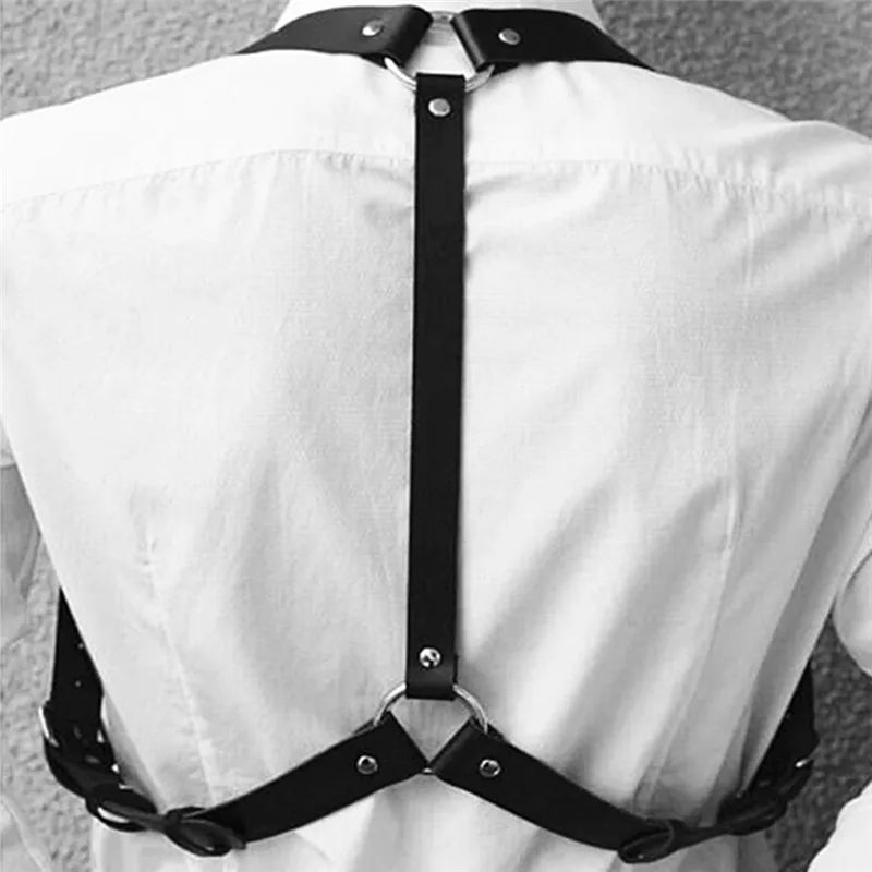 Leather Men Body Restraint Leather Harness Belts Straps Suspenders Braces Armor Costumes