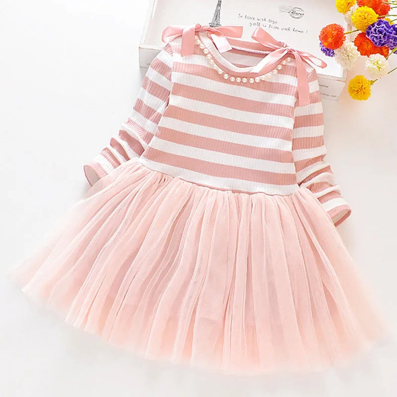 Kid Tulle Dress Toddler Girl Dress Baby Girl Clothes Long Sleeve Elegant Girl Princess Costume Casual Outfit Wedding Dress A841