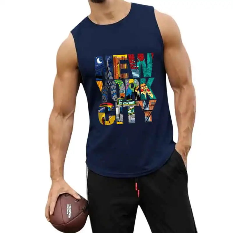 Men Sleeveless Tank Top for Gym Bodybuilding Summer Fitness Shirts Breathable Quick Dry Muscle Vest Casual Wear European Size