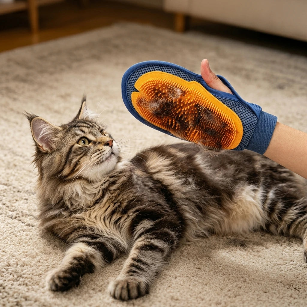 Pet Deshedding Cleaning Glove Double-sided Design Silicone Brush Cats Dogs Comfortable Massage Comb Grooming Tool Easy To Clean