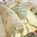 Cute Rabbit Bedding Set New No Filler Ins Floral Duvet Cover Flat Sheet Pillowcases Twin Queen Size Girls Boys Comforter Cover