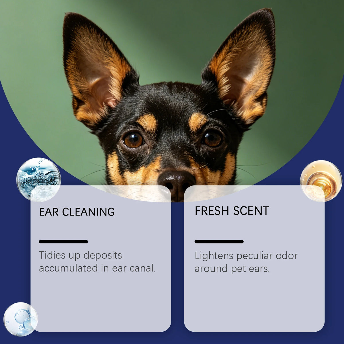 Pet Ear Cleaning Drops - Gentle, Universal, Soothing and Hydrating Formula for Dogs and Cats to Remove Earwax and Odor