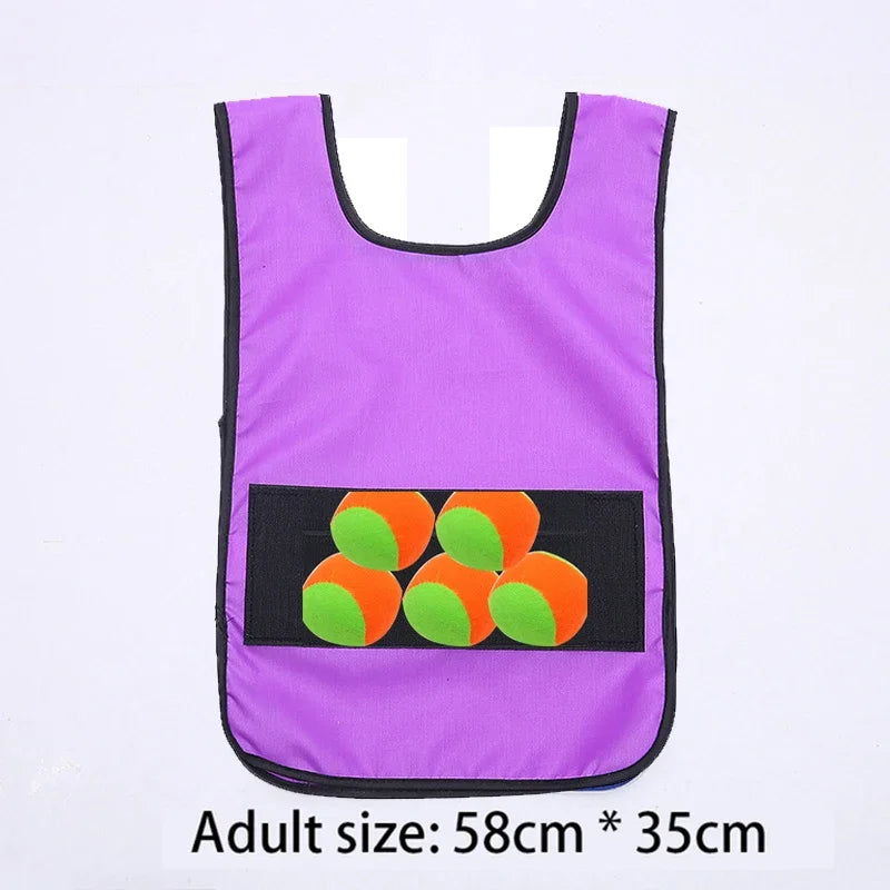 Kids Outdoor Sport Game Props Vest Sticky Jersey Vest Game Vest Waistcoat With Sticky Ball Toys For Children Sports Fun Toy