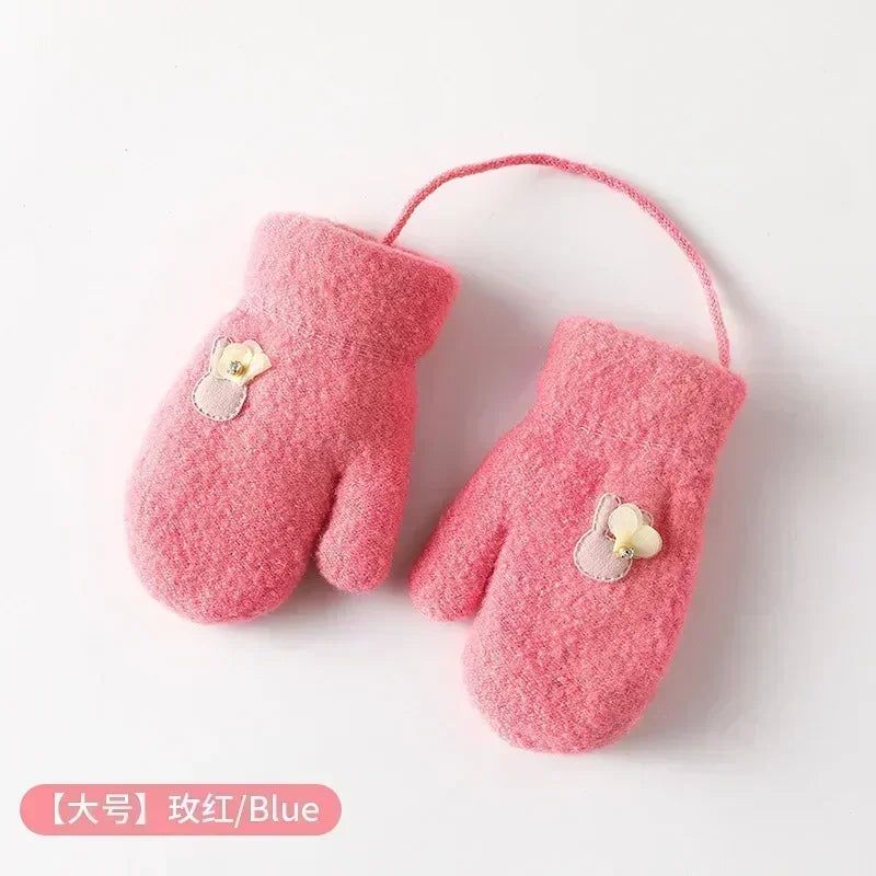 New 1-6 Years Old Baby Mittens Newborn Children Kids Winter Gloves Mohair Plush Thick Boys Girls Gloves Kids Accessories
