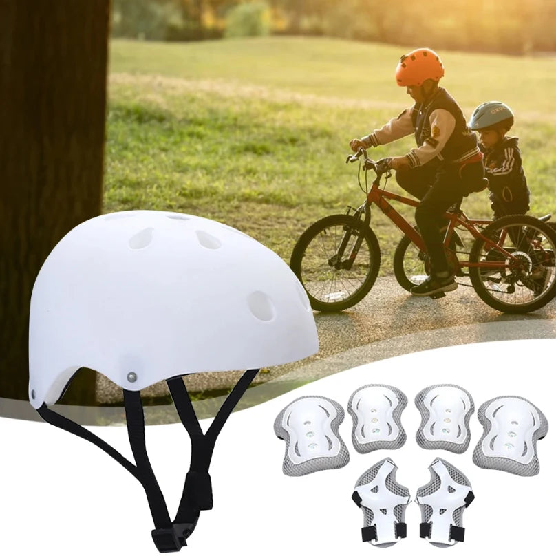 7Pcs/Set Kids Safety Helmet Knee Elbow Pad Set Toddler Helmet with Protective Gear Set for Skateboard Cycling