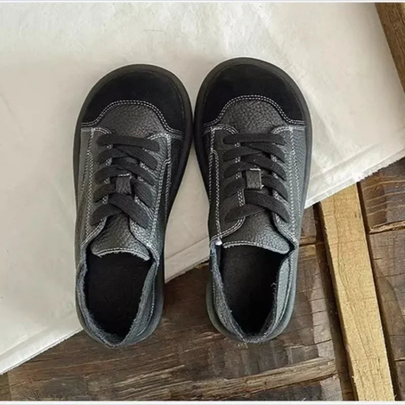 Women's Loafers Vintage Pu Leather Flats Fashion Soft Half Slippers Autumn Moccasins Slip on Women Driving Shoes Lazy Footwear