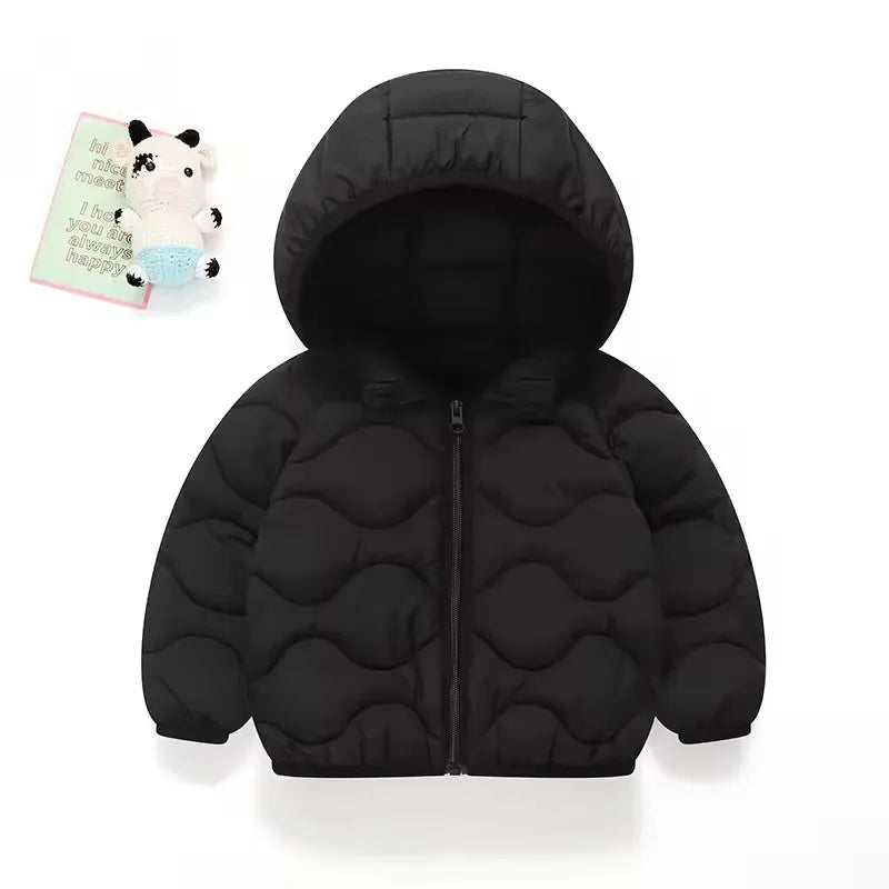 Children's Lightweight Coat Girls' Down Jackets Boys' Winter Warm Outerwear Kids Hooded Long-Sleeved Tops Autumn Cotton Clotes