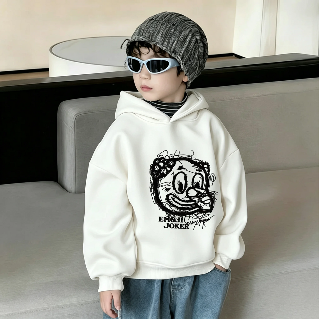 Boys Graffiti Joker Print Hoodie Autumn Kids Loose Hooded Sweatshirt Children Casual Long Sleeve Pullover Tops