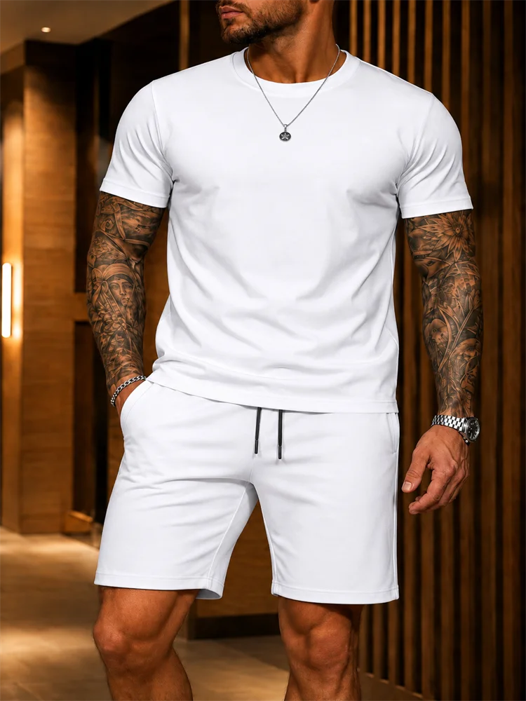 2026 New Men's Sportswear Short Sleeved T-shirt and Sports Shorts Summer Casual Jogging Pants Set Men's Two-piece Set