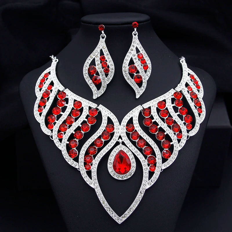 Fashion Jewelry Sets for Women Rhinestone Choker Necklace Sets for Bride Luxury Bridal Wedding Costume Jewelry Party Prom