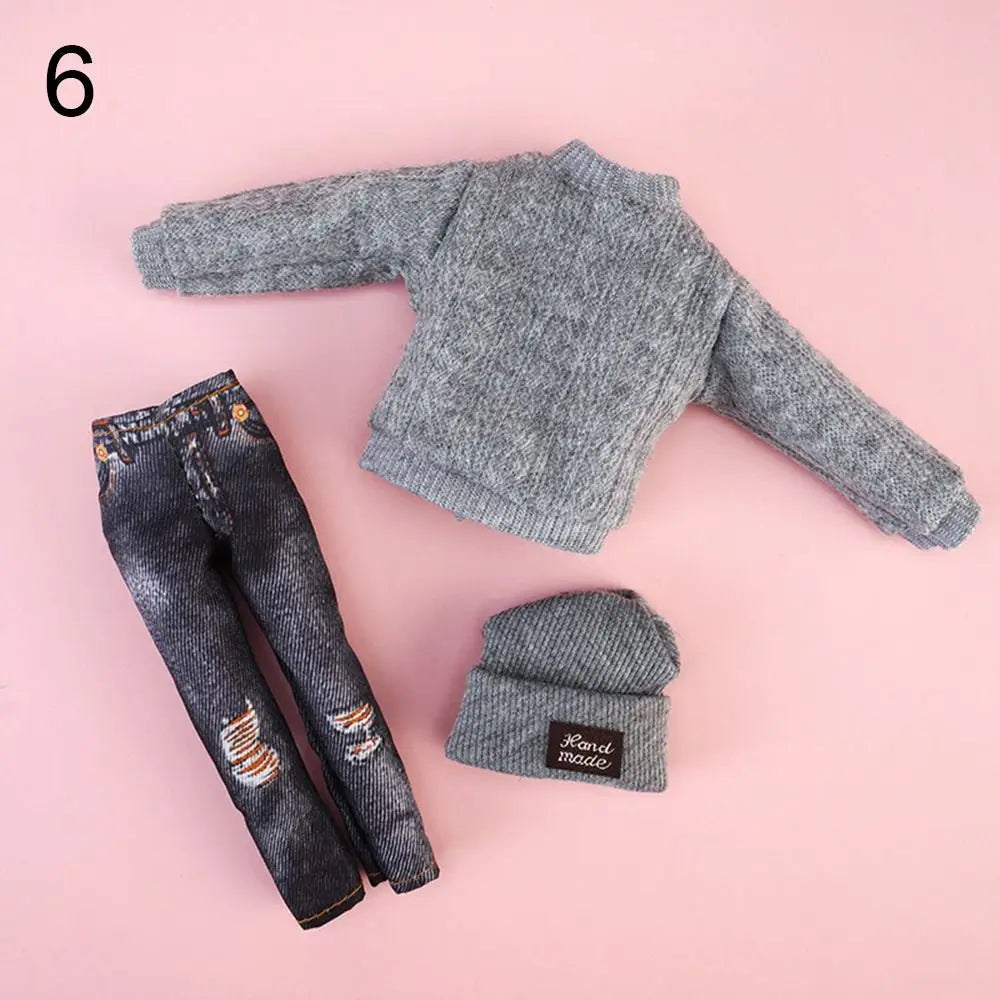 1 Set Fashion Kids Gift Toy Doll Accessories Winter Wear Sweaters Casual Wear Hats Dolls Pants Girl Clothes