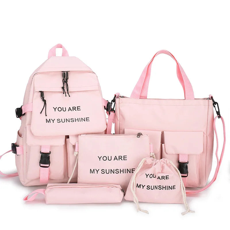 4 Pcs Sets Children's School Backpack Kawaii Women's Backpack Bookbag School Bags for Teens Girls mochilas para niñas 가방 рюкзак