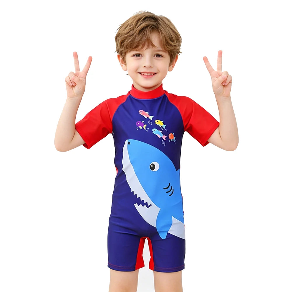 Children's Swimwear 2026 One-piece Swimsuit For Boys And Girls Cute Cartoon Little Kids Sun Protection Hot Spring Swimming Set