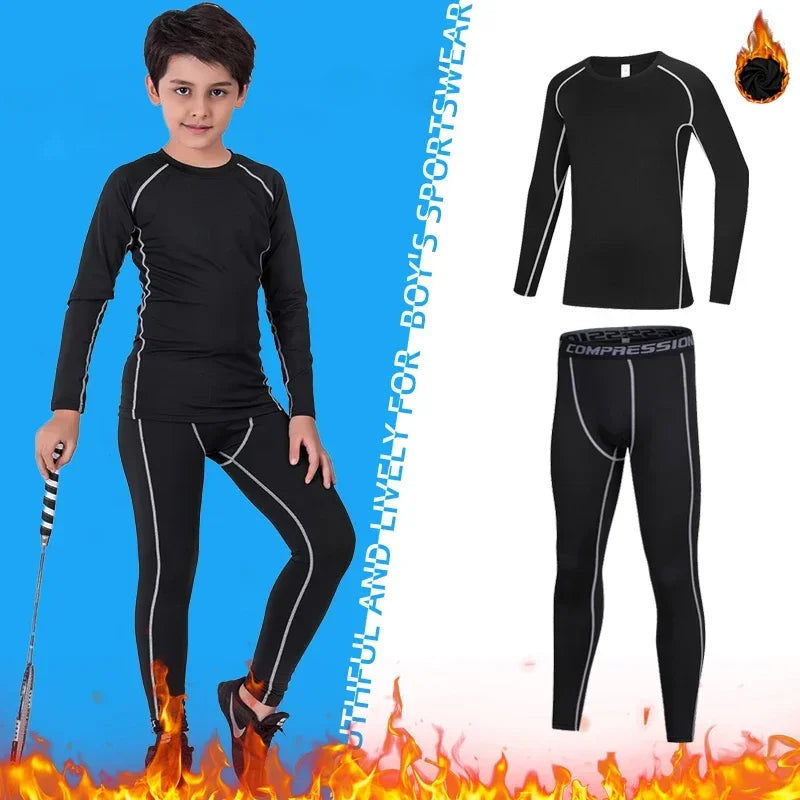 Kids Compression Running Basketball Sportswear Warm Pants Tops Underwear Youth Tight Sports Clothes for Boys Fitness Tracksuits