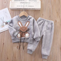 2PCS Autumn Winter Boys Girls Clothes Pajamas Set Thick Flannel Toddler Child Warm Cartoon Rabbit Sleepwear Kids Home Suit 0-6Y