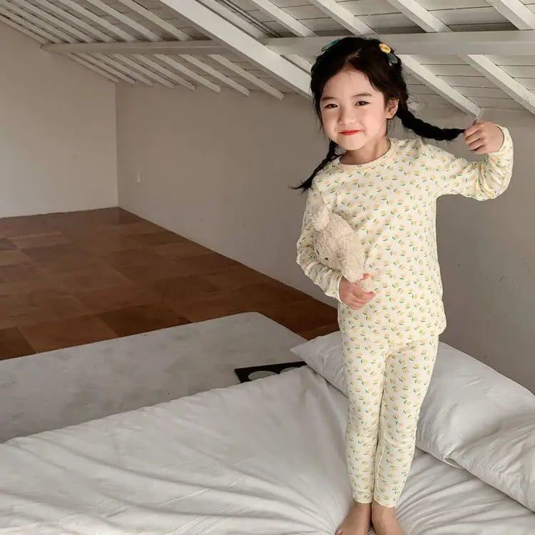 Children Home Clothing Set 2-8 Year Old Girls Fashionable German Velvet Pajamas Autumn and Winter Two Piece Set of Warm Pajamas