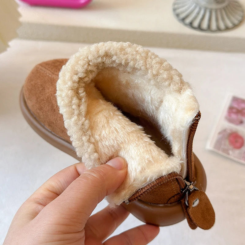 Kids Boots for Boys Girls Fashion Autumn Winter Children Thermal Cotton Back Zipper 2025 Warm Brand New Girls Ankle Boots 26-37