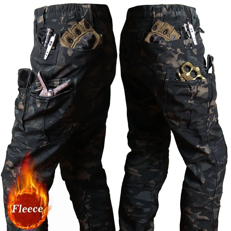 Stretch Waterproof Pants Men Casual Winter Thick Warm Fleece Shark Skin Trousers Male Windbreaker Sweatpants Mens Tactical Pants