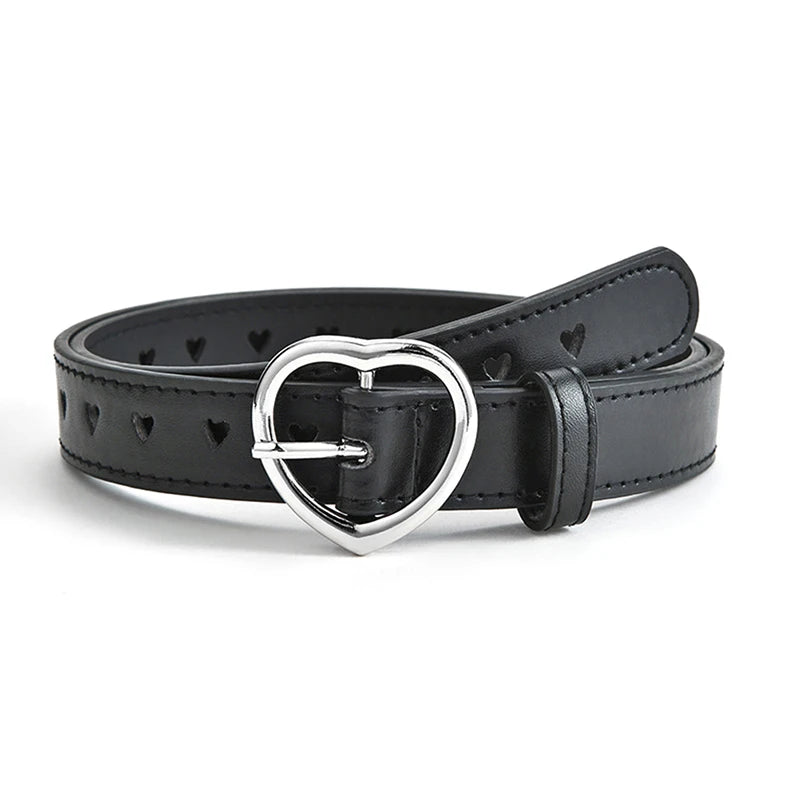 Children Faux Leather Belt Kids Cute Peach Heart Buckle Belts Girls Waist Belt