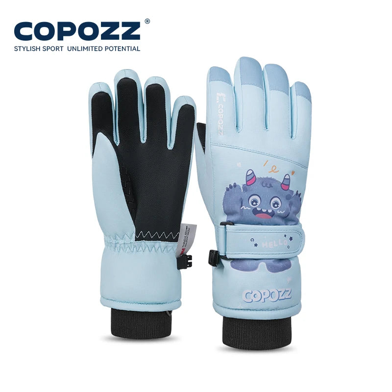COPOZZ Cartoon Children Winter Gloves for Girls Boys Thick Waterproof Kids Ski Gloves Snowboard Riding Cycling Child Snow Gloves