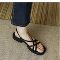 Sandals for Women 2026 Summer Simple Fashionable Flats Elastic Band Outdoor Beach Shoes Casual Ladies Rome Sandals