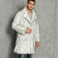 Men's Coat Warm Faux Fur Loose Autumn Winter Brown Long Coats Turn Down Collar Sleeve Men High Waist Maxi Elegant Jacket