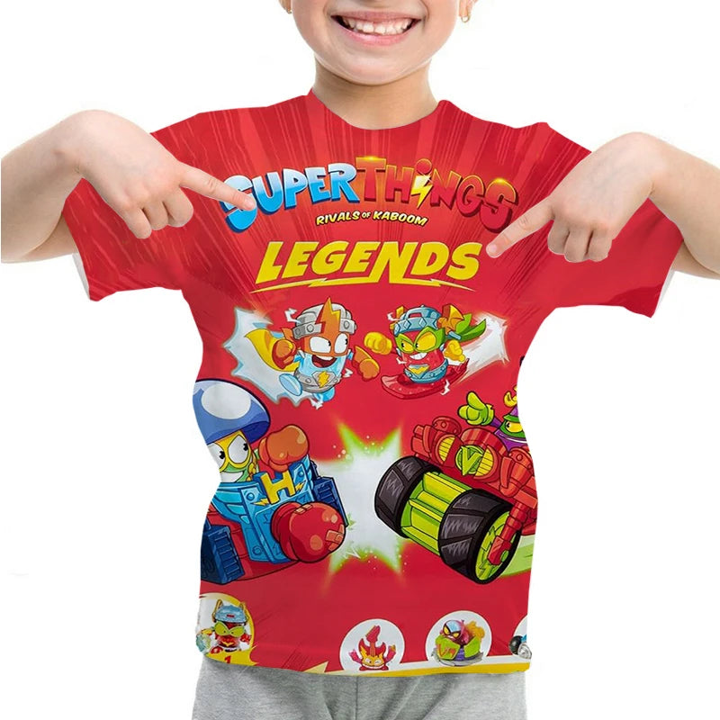 Men Kid Tee Top Boys Girls  Adults Children Parent Child quick dry Tshirts SuperThings Legends Printed Casual O-neck Top Gift