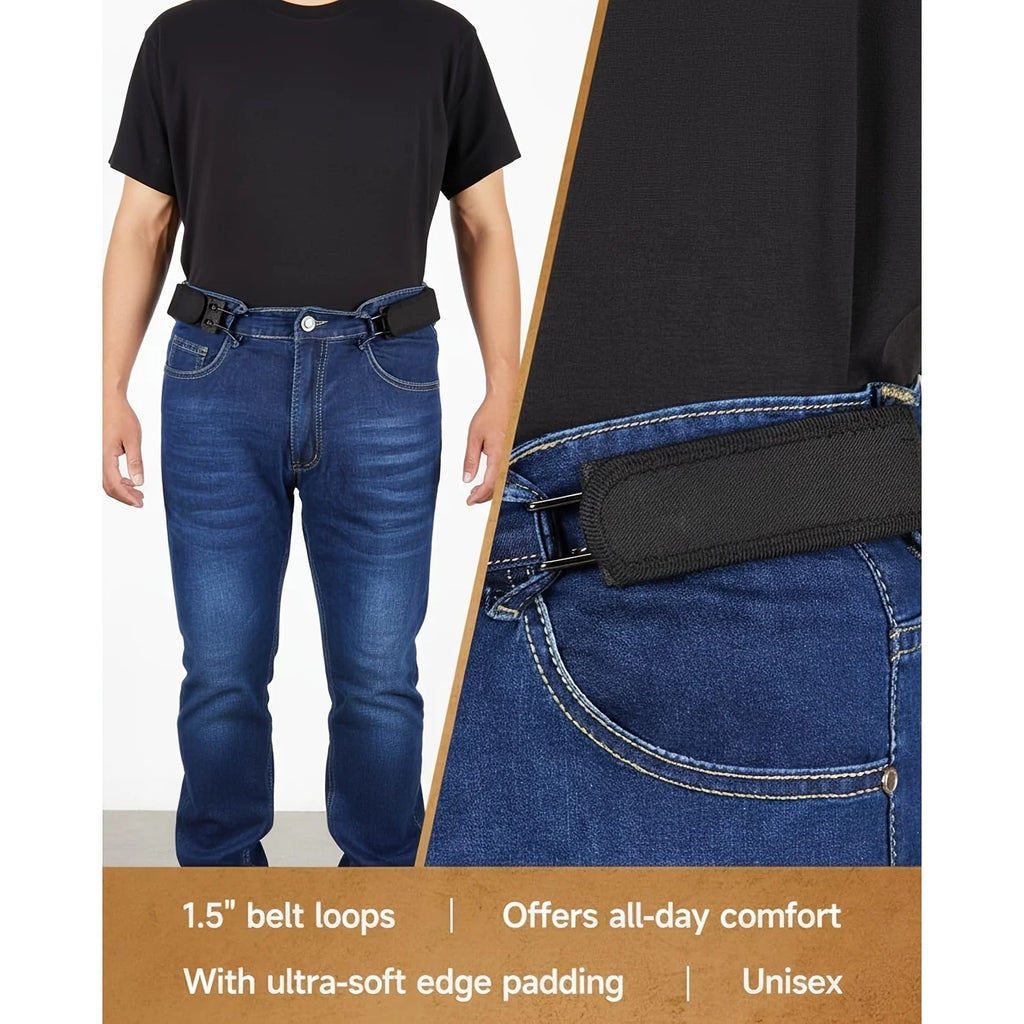 Four Men'S Belts, No-Buckle Belt with Hooks, Tactical Metal Hook Elastic Belt, an Adjustable Magic Tape No-Buckle Belt for Men