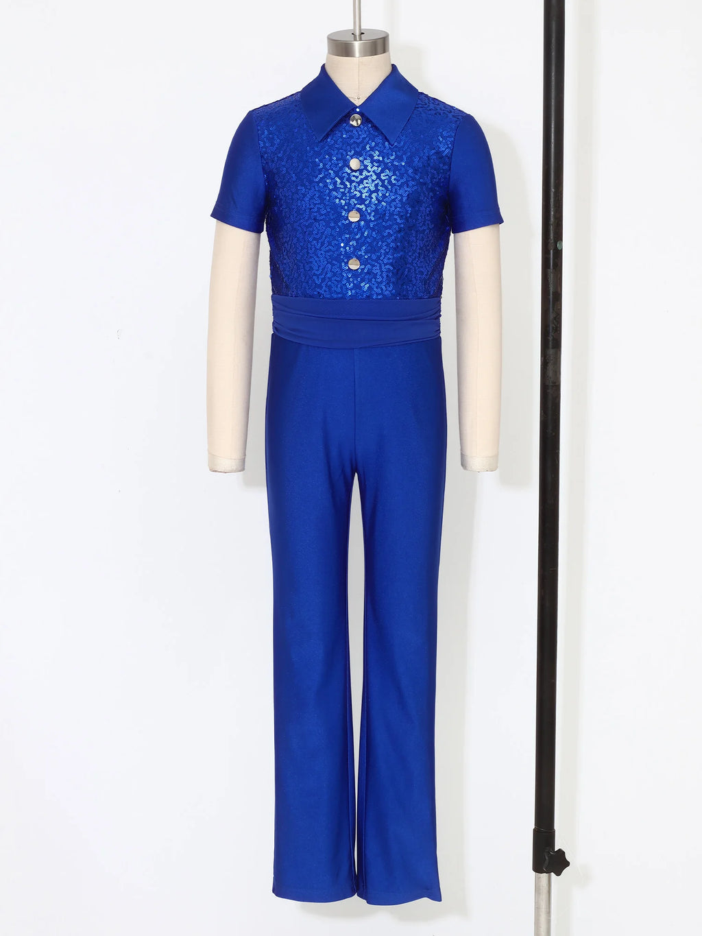 Kids Boys Ballroom Jersey Ballet Latin Jazz Dance Jumpsuit Sequins Long Pants Bodysuit 60s 70s Disco Stage Performance Clothes
