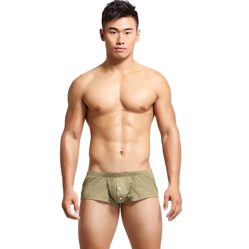 Daily Homewear Sleeping Pajamas for Men Casual Shorts Aro Pant Mid Rise U Convex Pouch Boxer Briefs Cotton Breathable Underpants