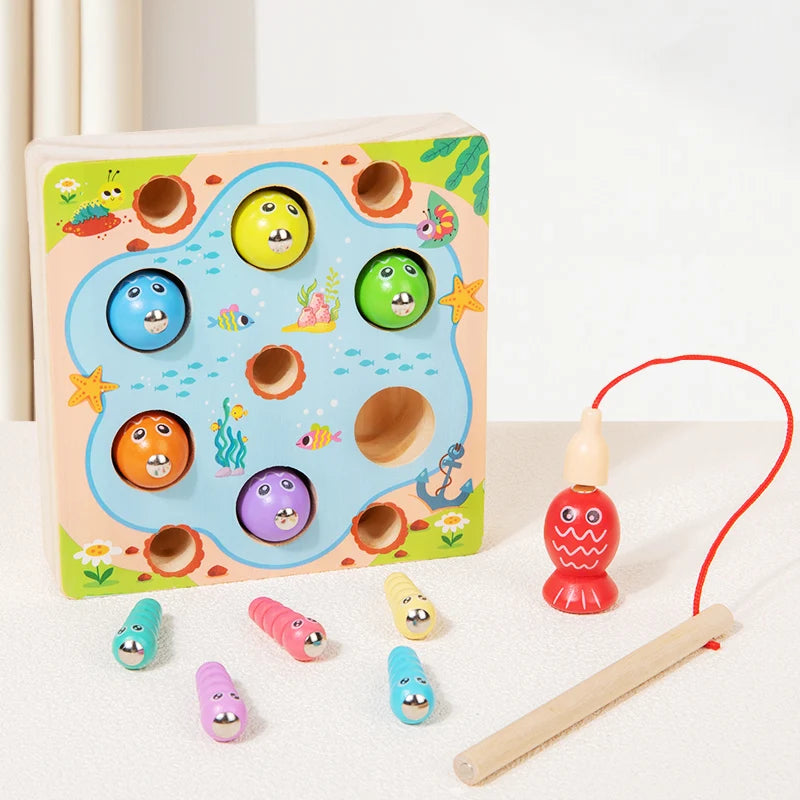 Children Wooden Fishing Game Toys Early Education Color Cognitive Toy Kids Interactive Games Toys for Gifts Fine Motor Skill