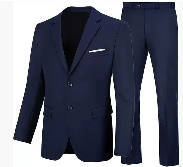 Men's Suit Fake Pocket Suit Casual Suit Trousers Two-piece Wedding Dinner Suit Jacket