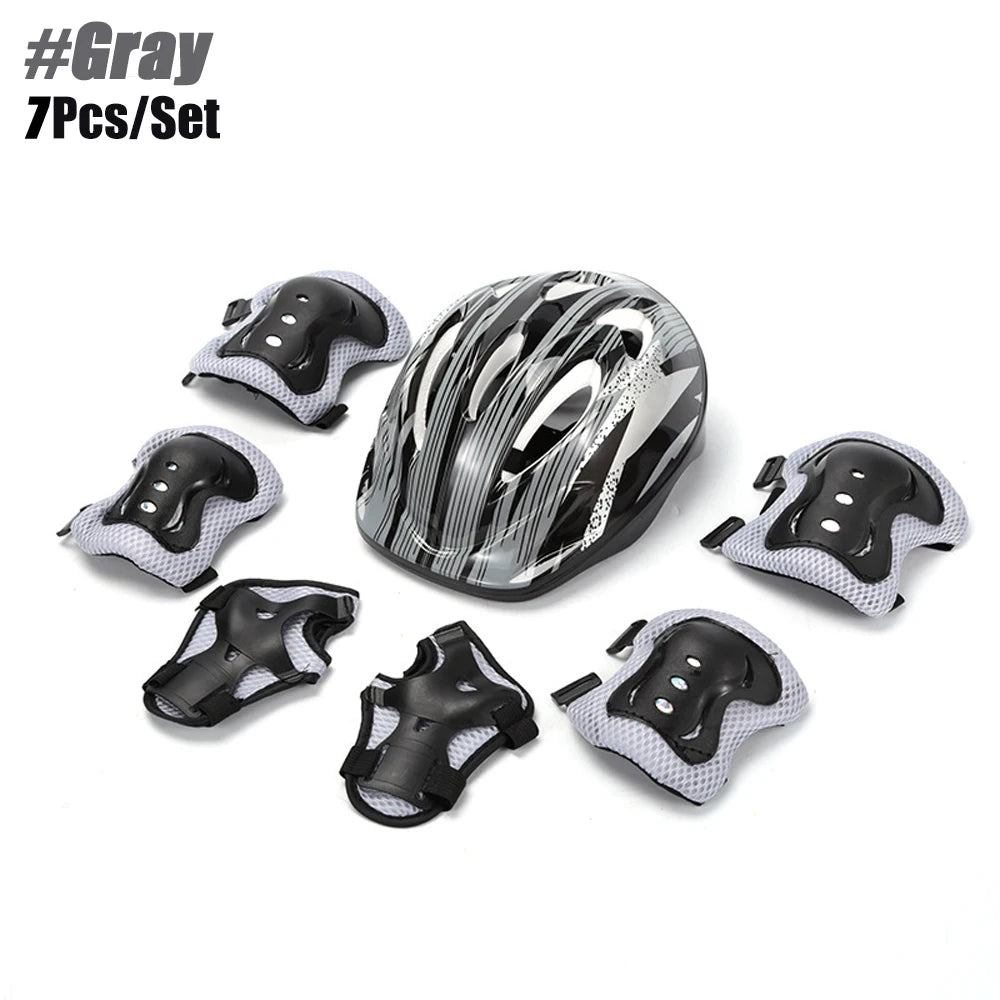 Kids Helmet Adjustable with Sports Protective Gear Set Knee Elbow Wrist Pads for Boys Girls Cycling Skating Scooter Helmet