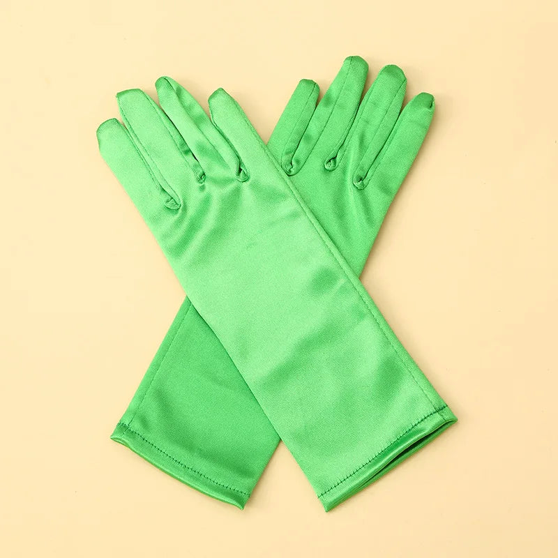 5-12 Years Girls Princess Accessories Kids Satin Gloves For Costume Children Birthday Halloween Party Cosplay Gloves Gift
