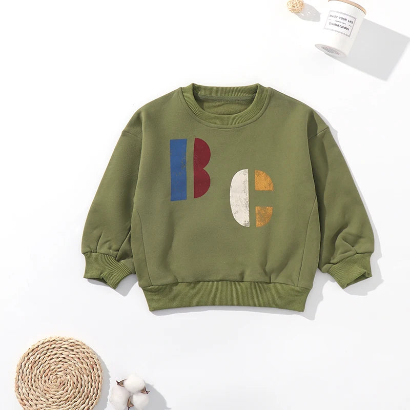 INS 2024 Korean Childrens Autumn Winter Clothes for Girls Boys Babi Sweaters Kids Sweatshirts Long Sleeve O-neck Cute Tops