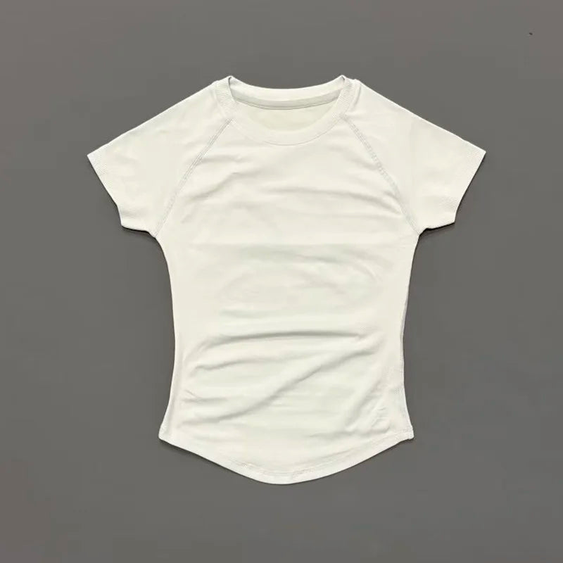 Women Sports T-Shirt Round Neck Short Sleeve Breathable Stretchy Tops Gym Fitness Yoga Running Workout Casual Athletic Shirts