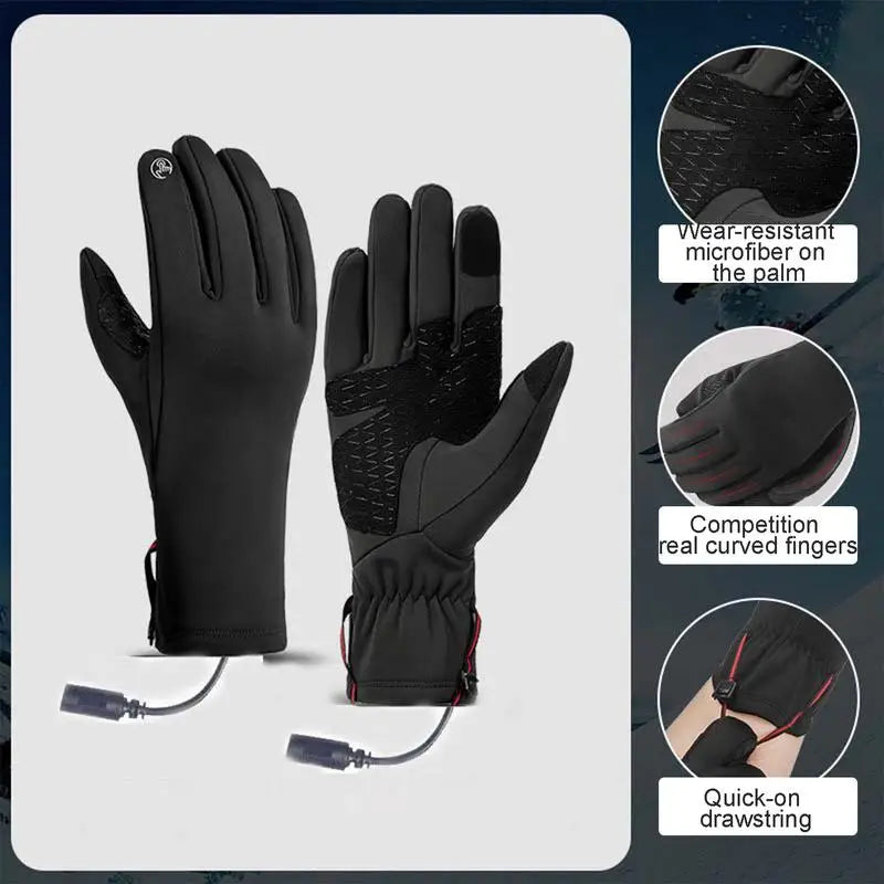 Winter Heated Gloves For Women Waterproof USB Heating Electric Gloves Anti Slip Screen Touchable Outdoor Skiing Cycling Sports