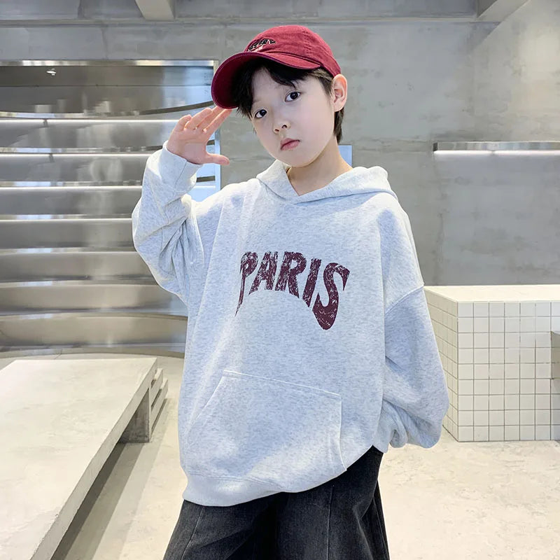 Fashion Casual Kids Autumn Hoodies For Boys Hip Hop Street Wear Sweatshirts Skateboard Children Pullover Cotton Tops With Hood