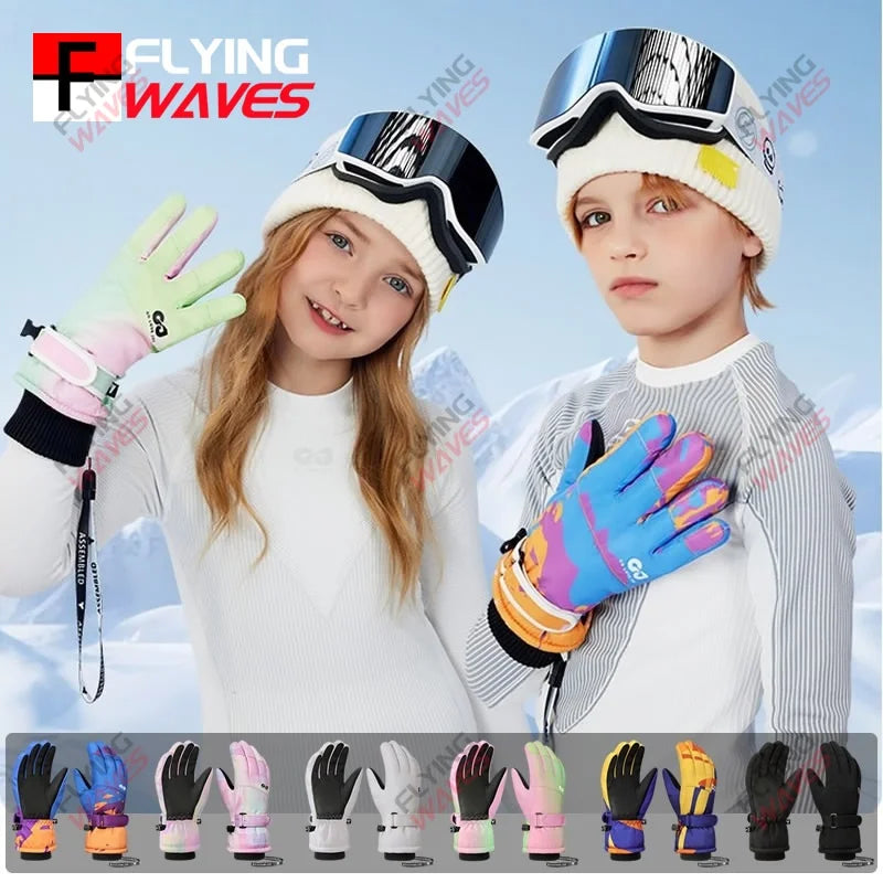Children's 3M Thinsulate Warm Ski Gloves for Boys Girls Windproof Waterproof Winter Snow Sports Cycling Snowboard Warm Gloves