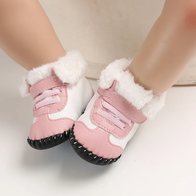 Boys and girls Kawaii cute warm plush boots comfortable breathable snow boots suitable for 0-18 months baby