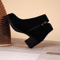 New style women's high-heeled ankle boots, elegant round toe, fashionable and versatile, warm winter fashion boots 2025