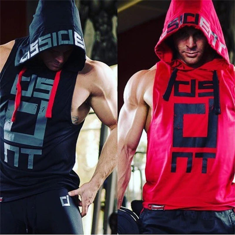 Mens Street Corner Pullovers Fitness Sport Sleeveless Hoodies Gym Bodybuilding Running Training Jogging Cotton Casual Sportswear